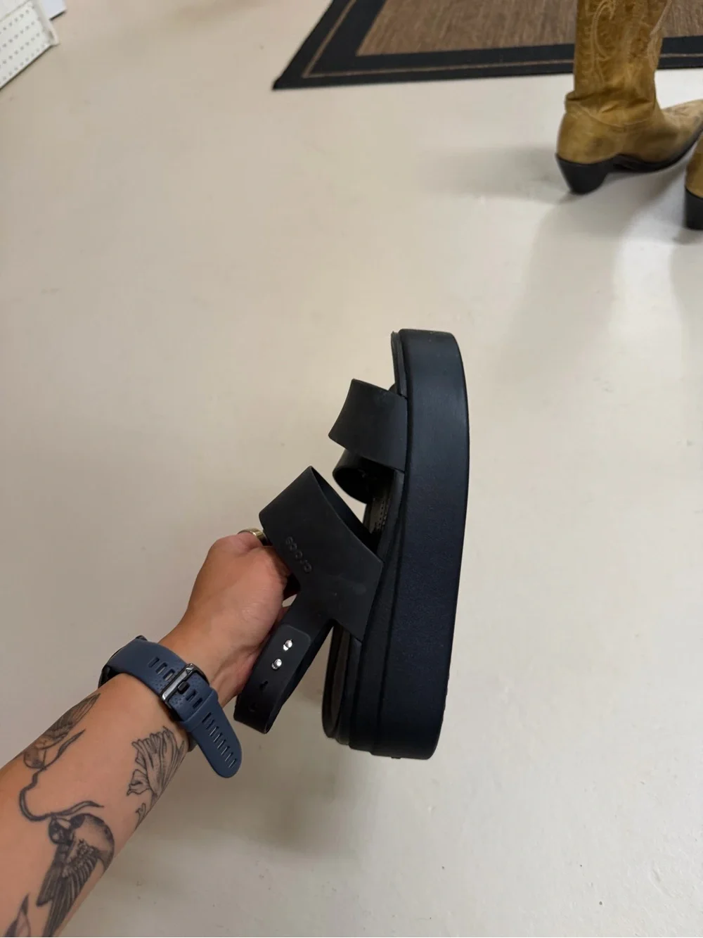 CROCS Black Platform Slide Sandals